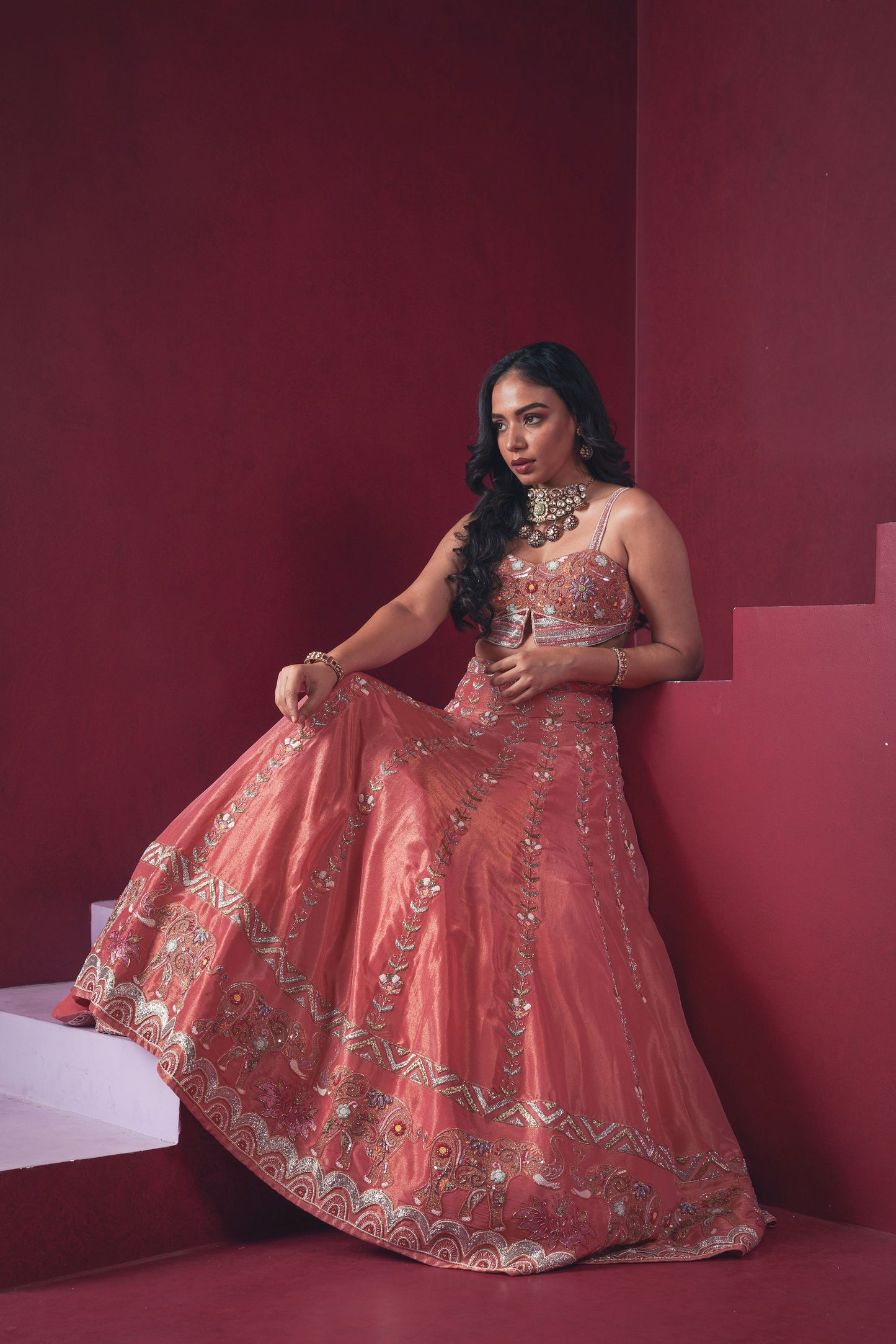 Orange Elephant Lehenga