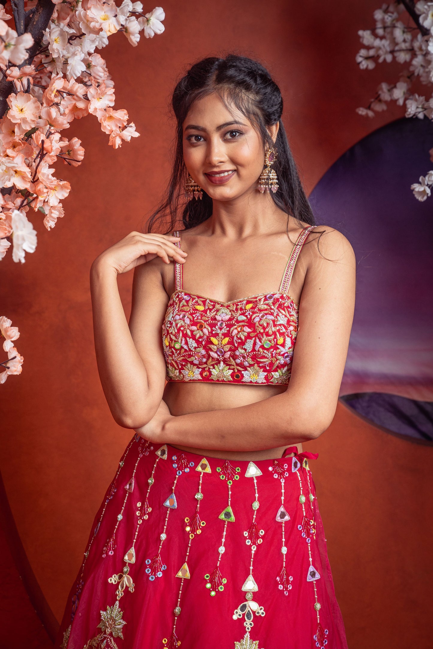 Pink Mehendi Lehenga