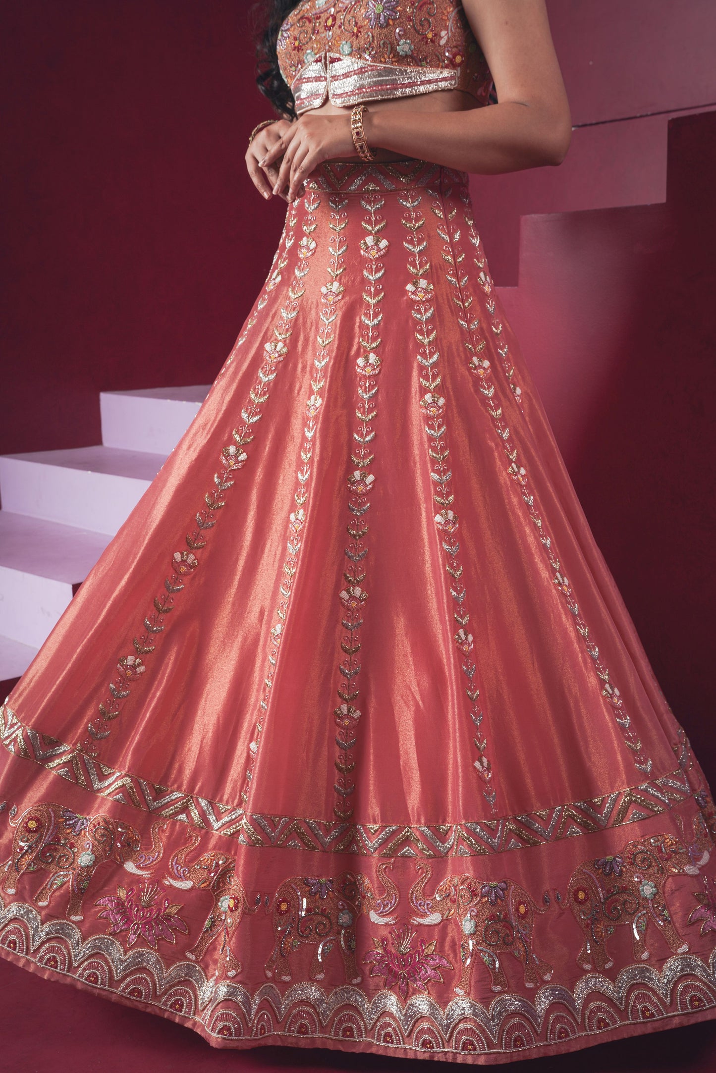 Orange Elephant Lehenga