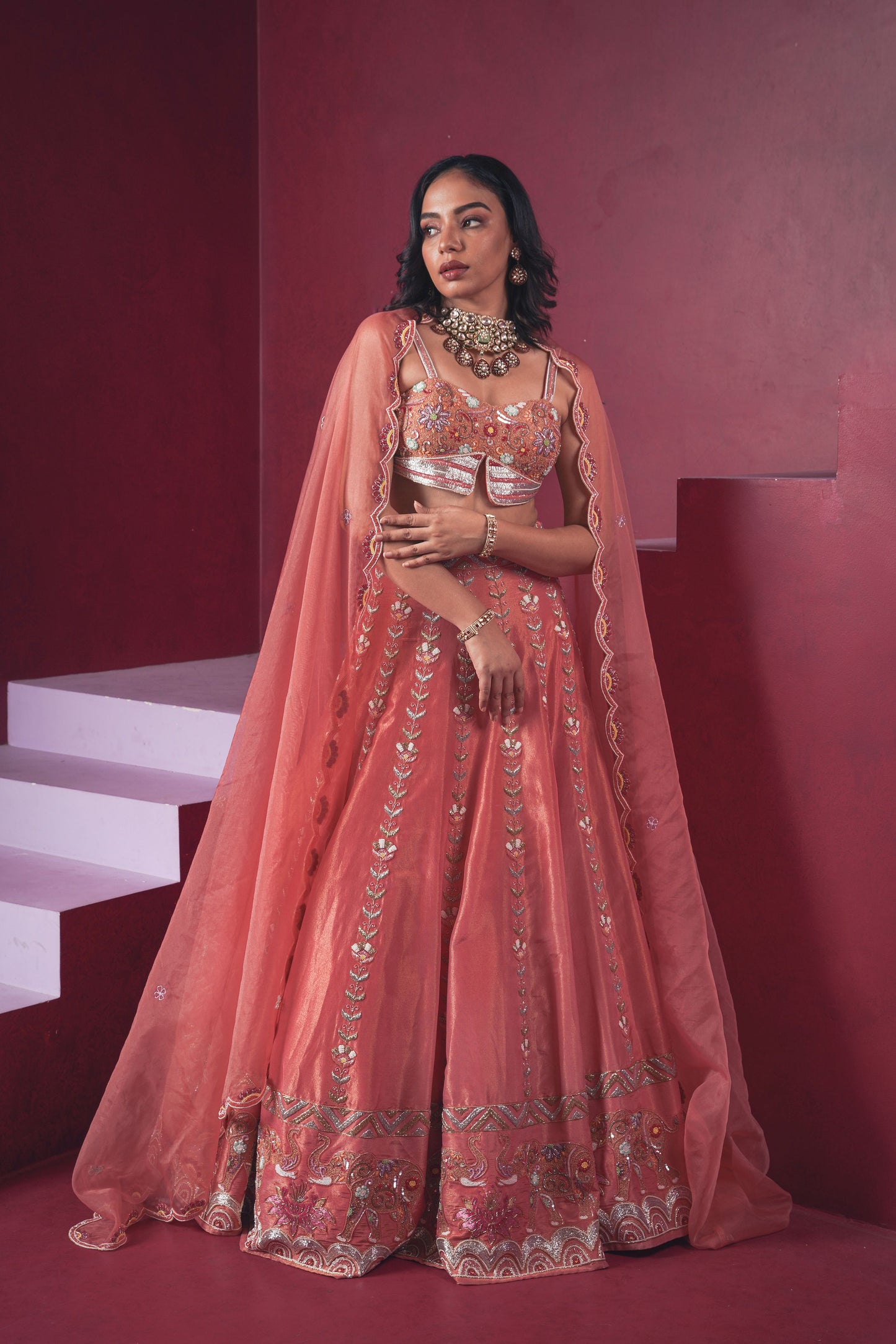 Orange Elephant Lehenga