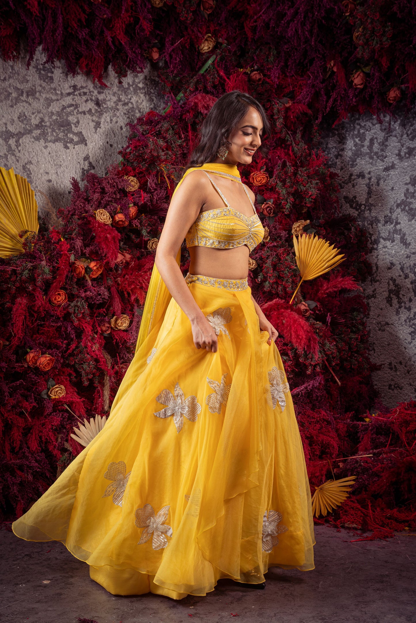 Yellow Organza Lehenga