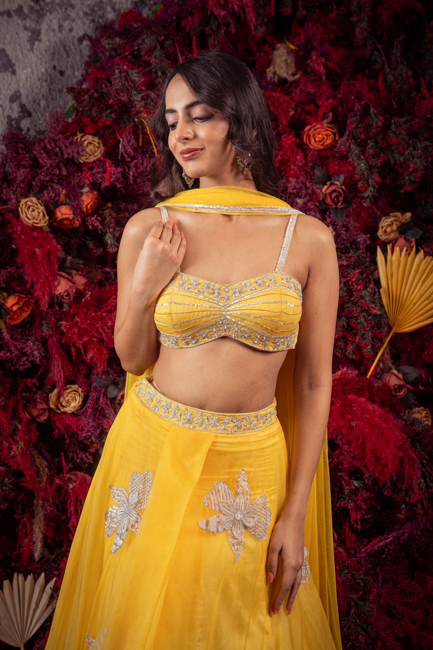 Yellow Organza Lehenga
