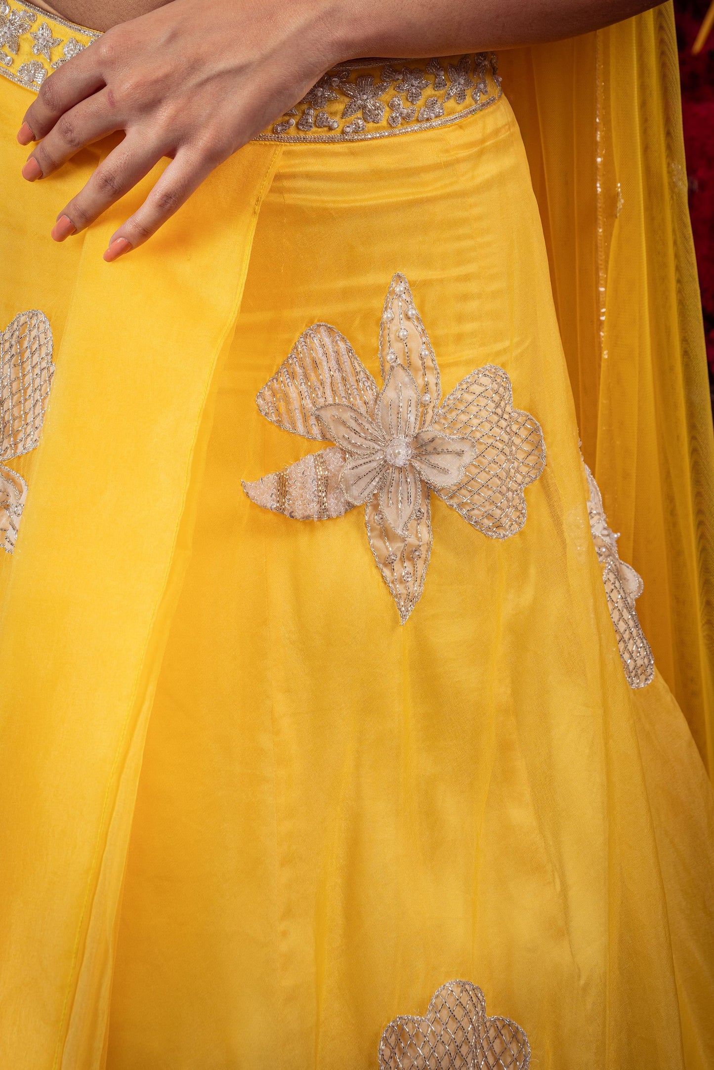 Yellow Organza Lehenga