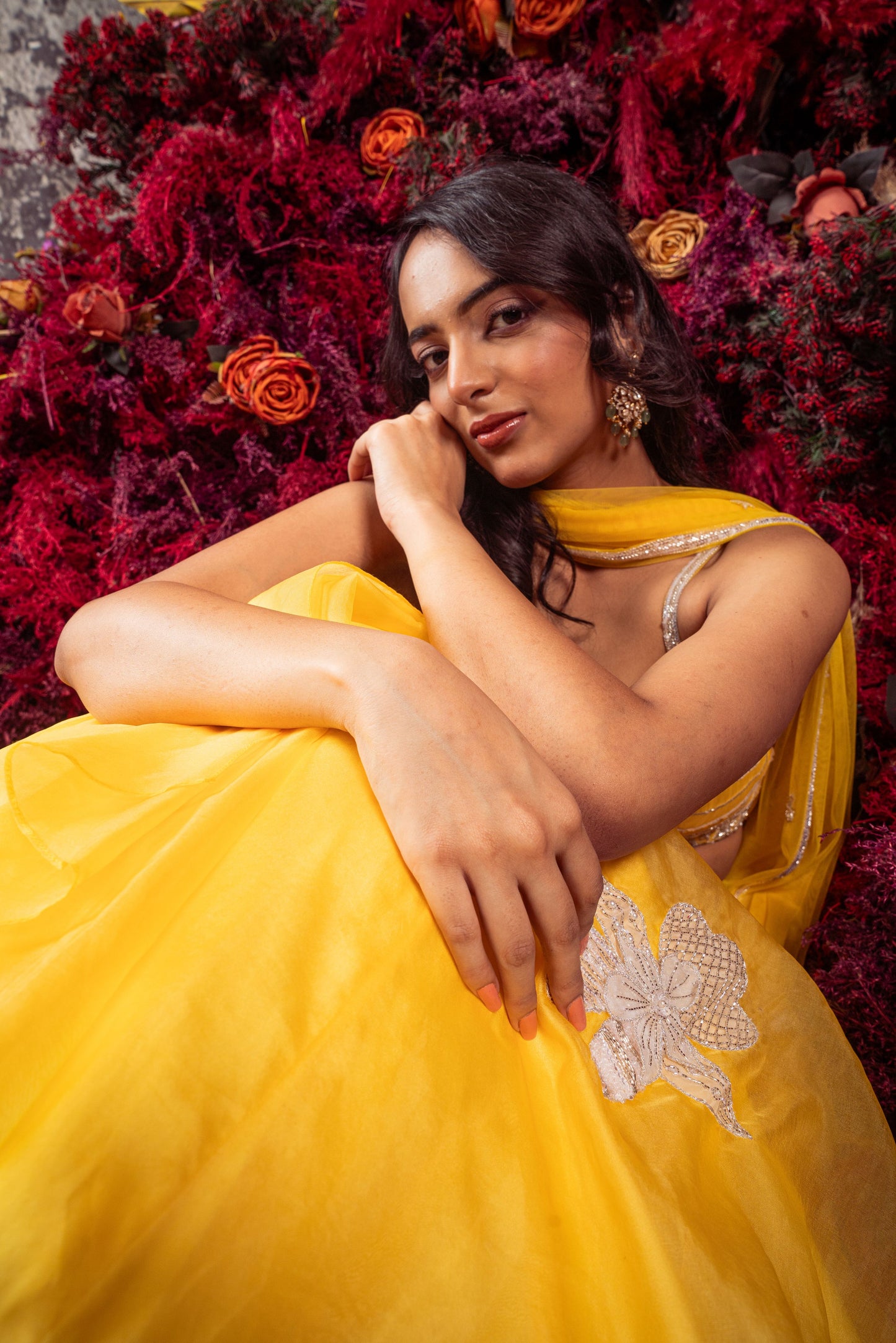 Yellow Organza Lehenga