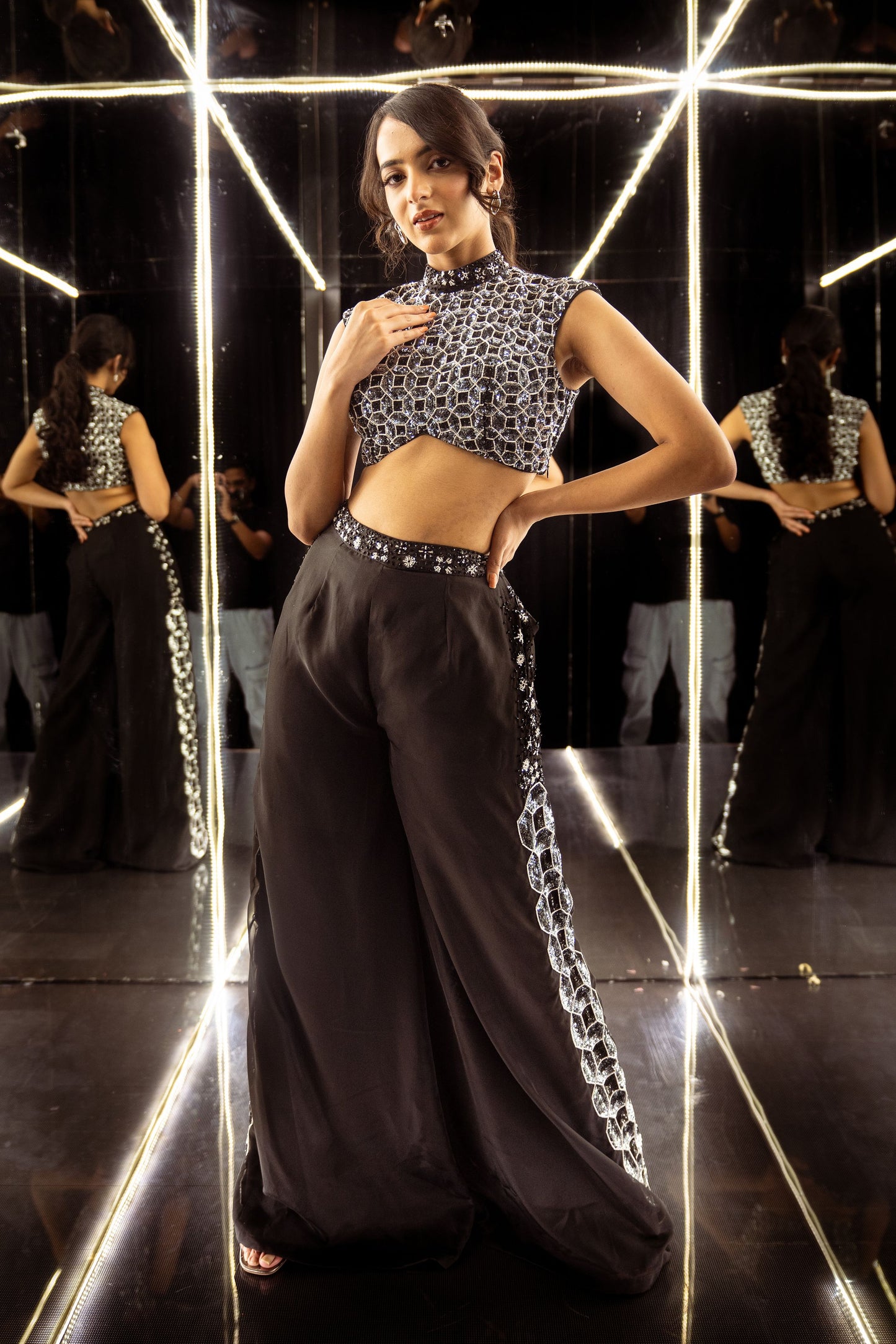 Black Sequin Cord set