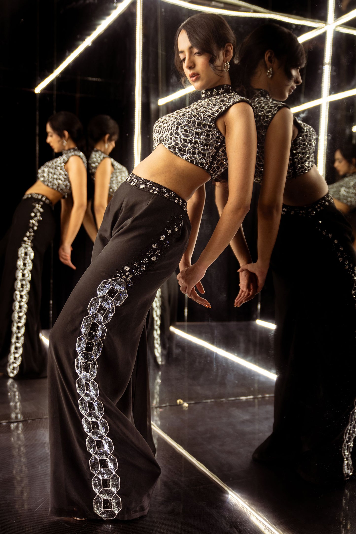 Black Sequin Cord set