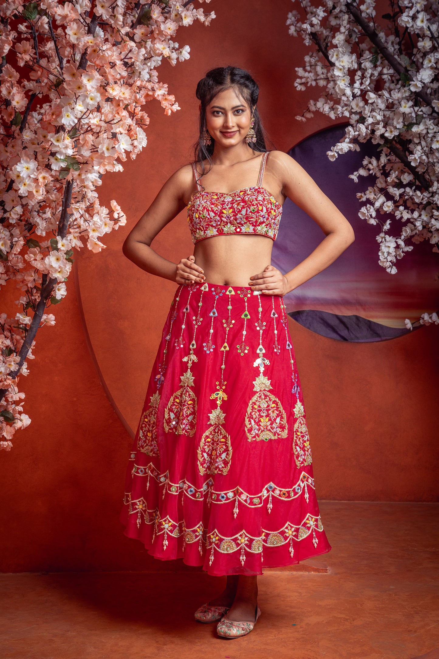 Pink Mehendi Lehenga