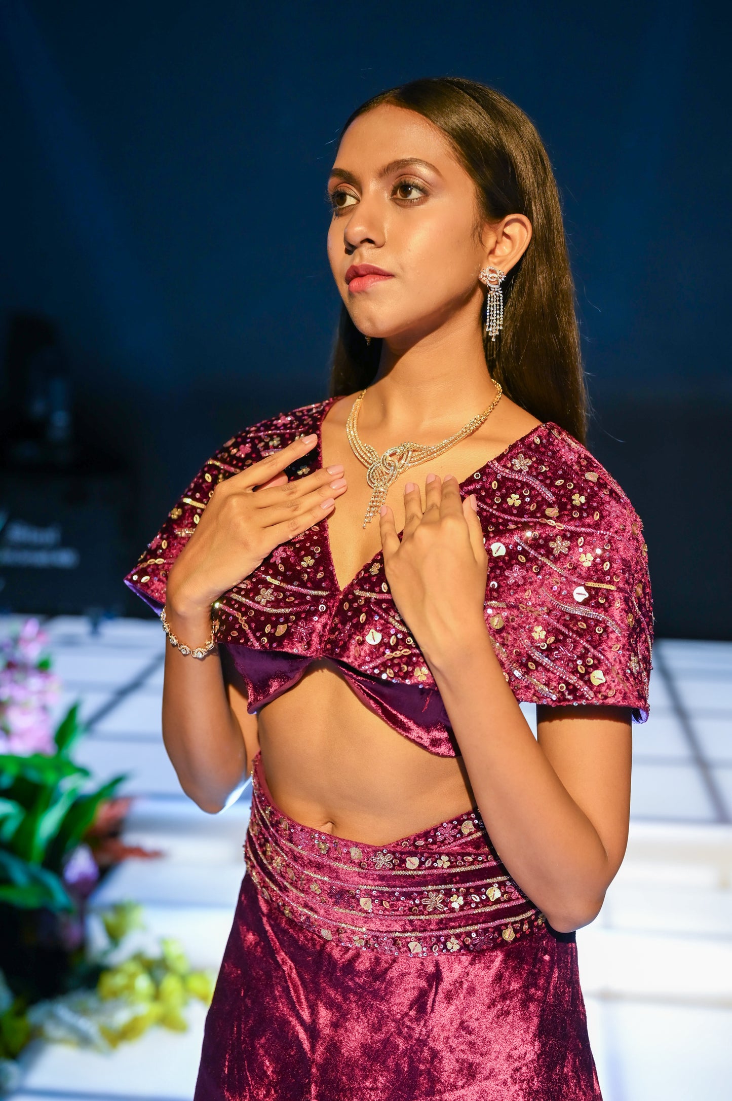 Purple Velvet Lehenga