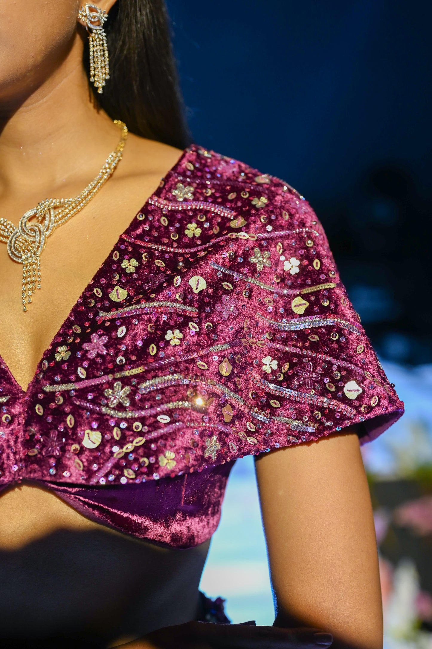 Purple Velvet Lehenga