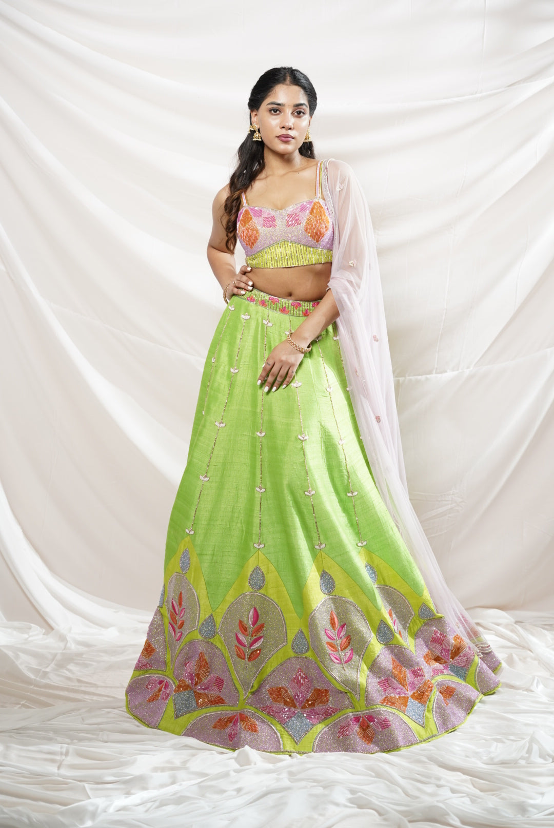 Parrot Gleam Lehenga