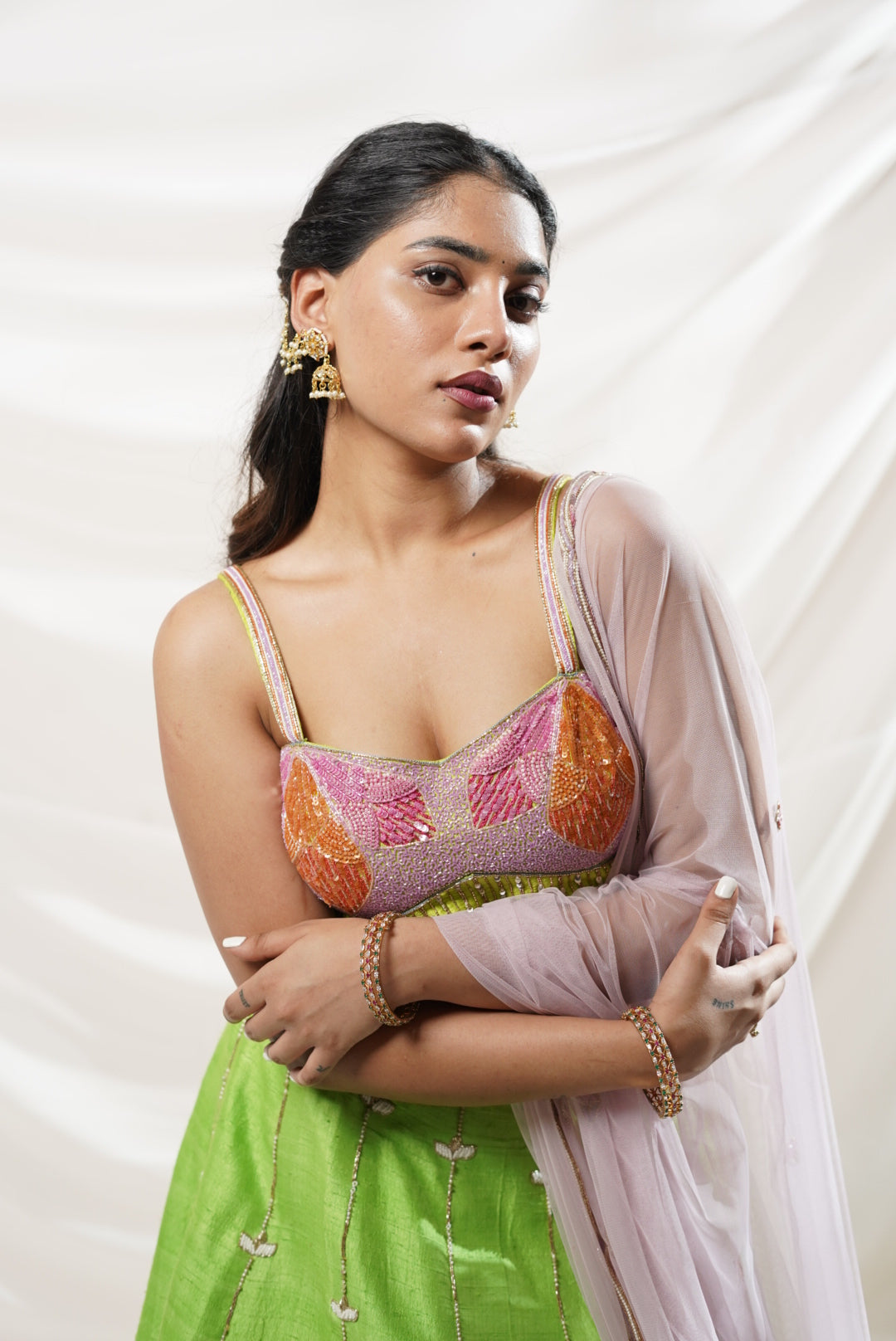Parrot Gleam Lehenga