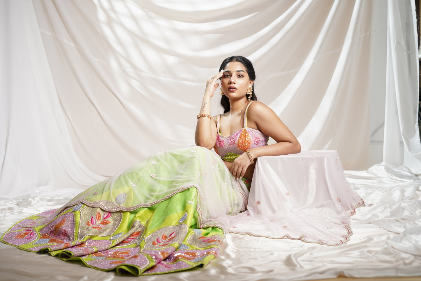 Parrot Gleam Lehenga